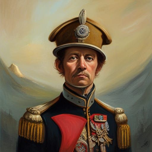 Anthropomorphic Dragon in 18th Century Outfit, Oil Painting