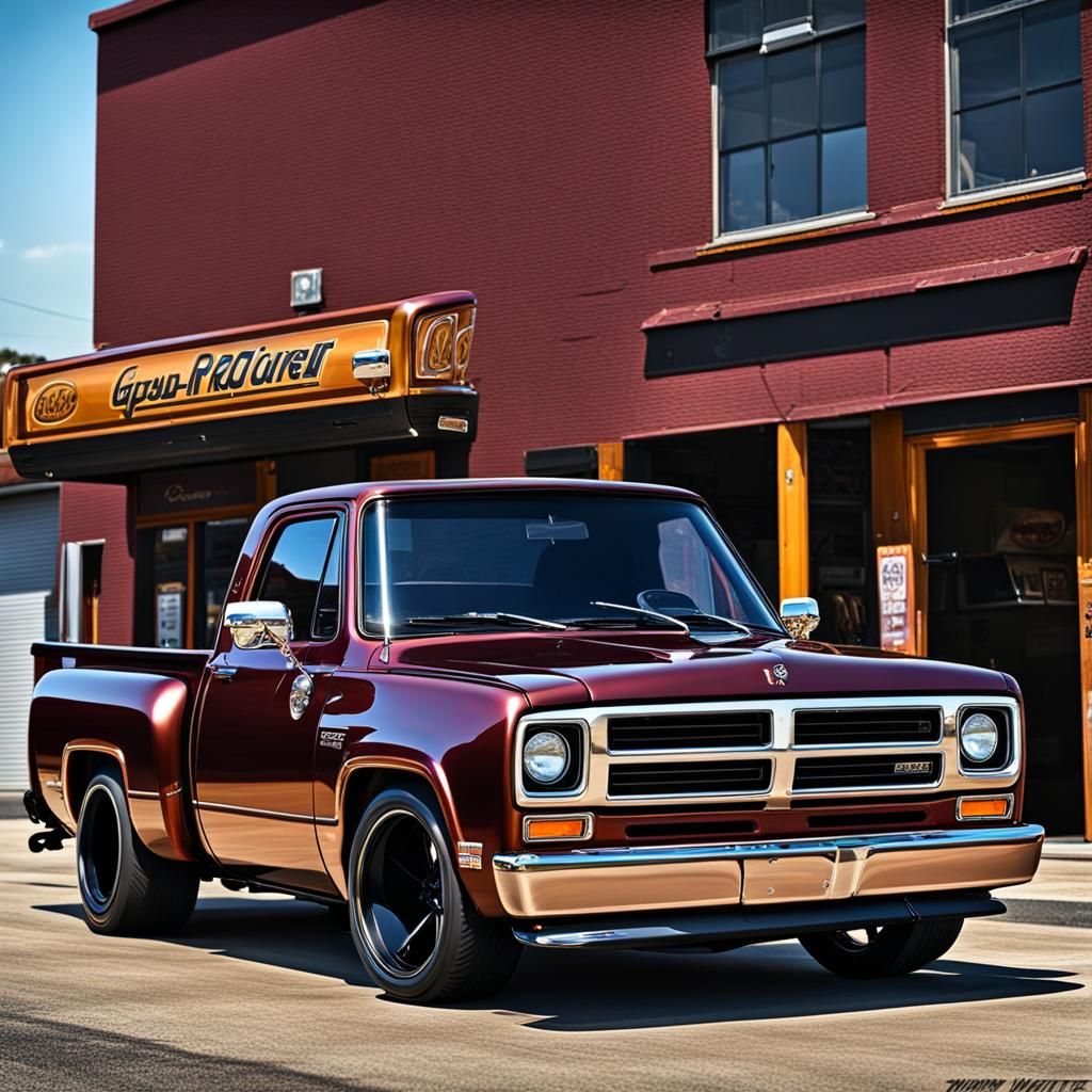 Copper Burgundy 1989 Dodge D100 Racing Truck