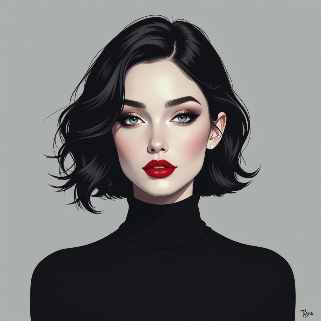 Monochromatic Figure in Detailed Black and White