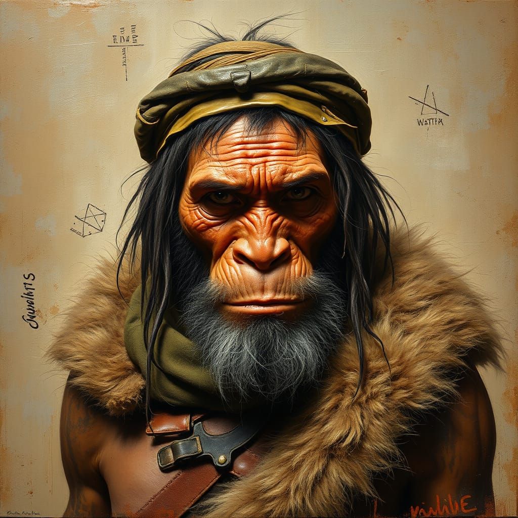 Impressive Oil Painting Portrait of a Neanderthaler