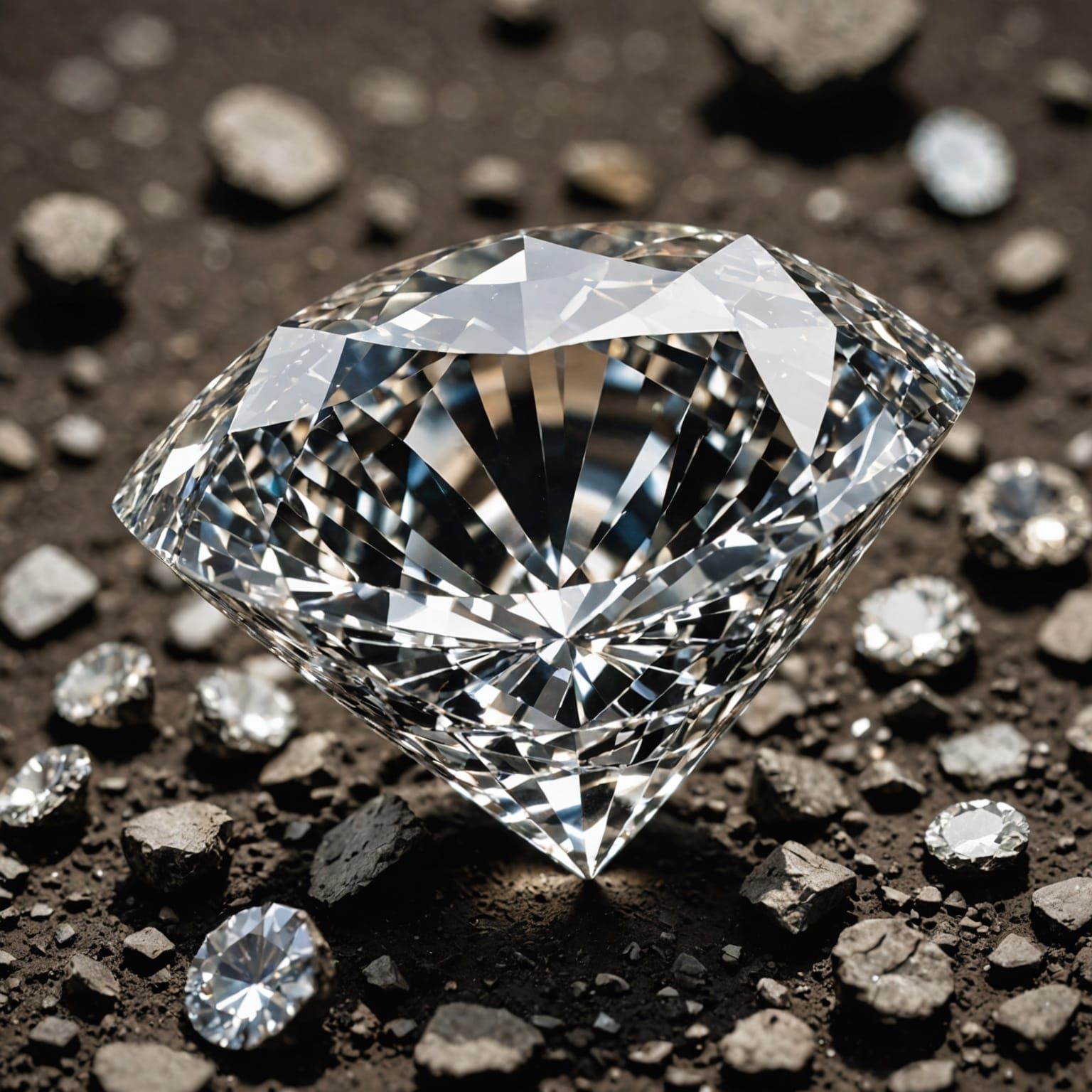 Diamond Sparkling in Mud, Extracted from Mine