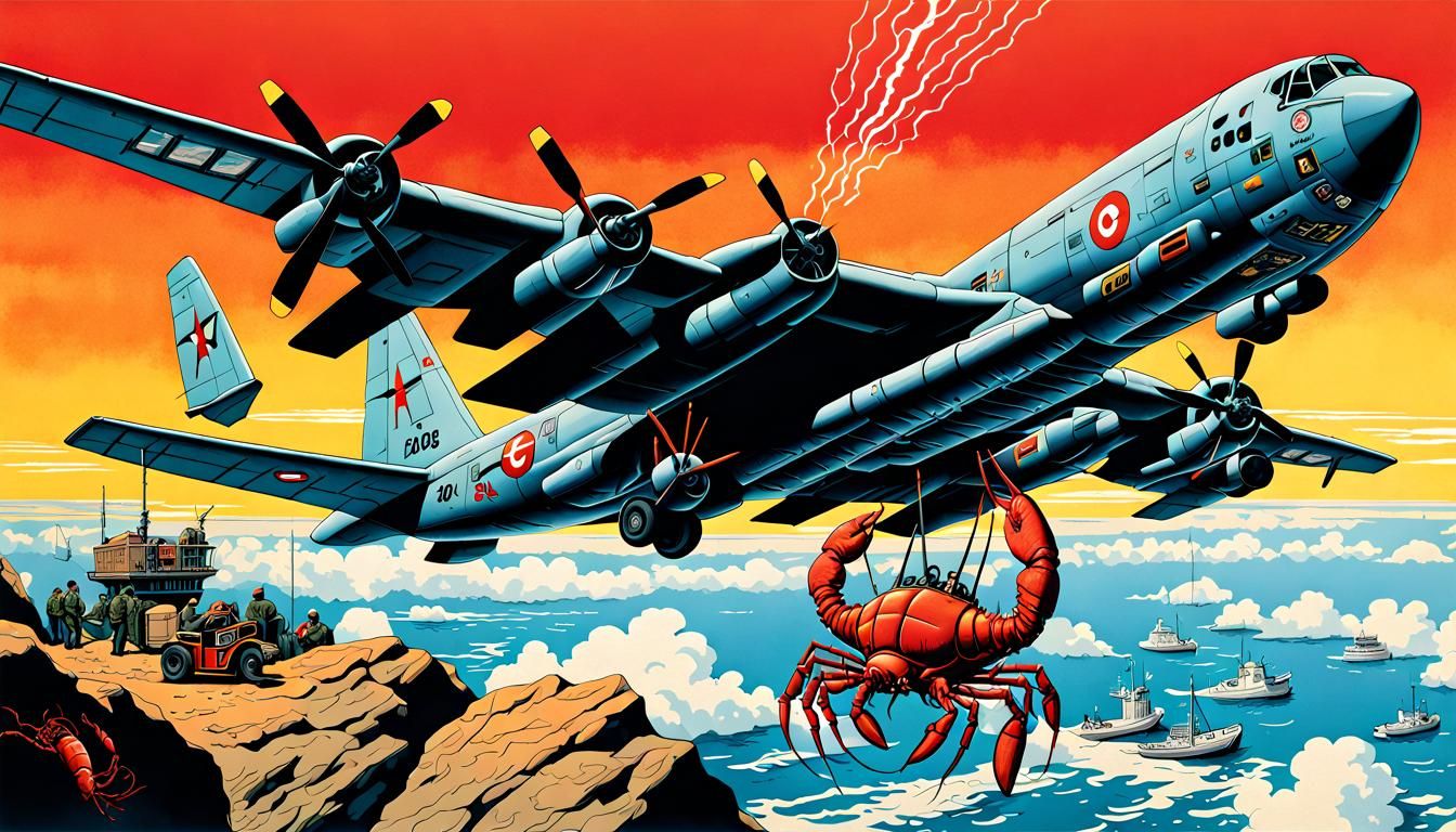 B-52 Bomber Drops Rock Lobster: Retro Digital Art