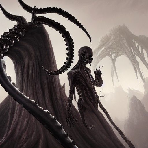 Shadowy Figure with Tentacles: Detailed Matte Painting