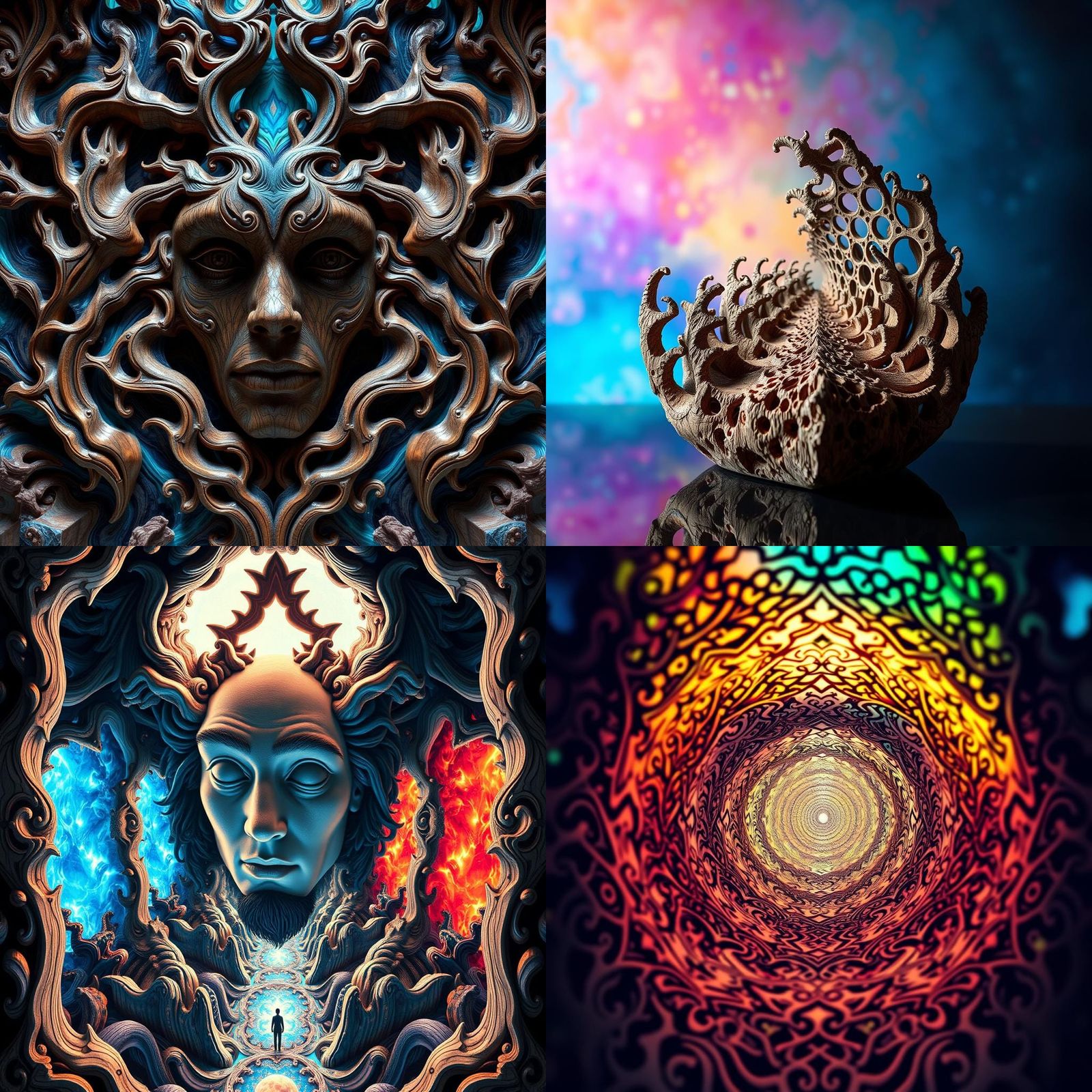 Recursive Mirror Worlds in Optical Illusion Art