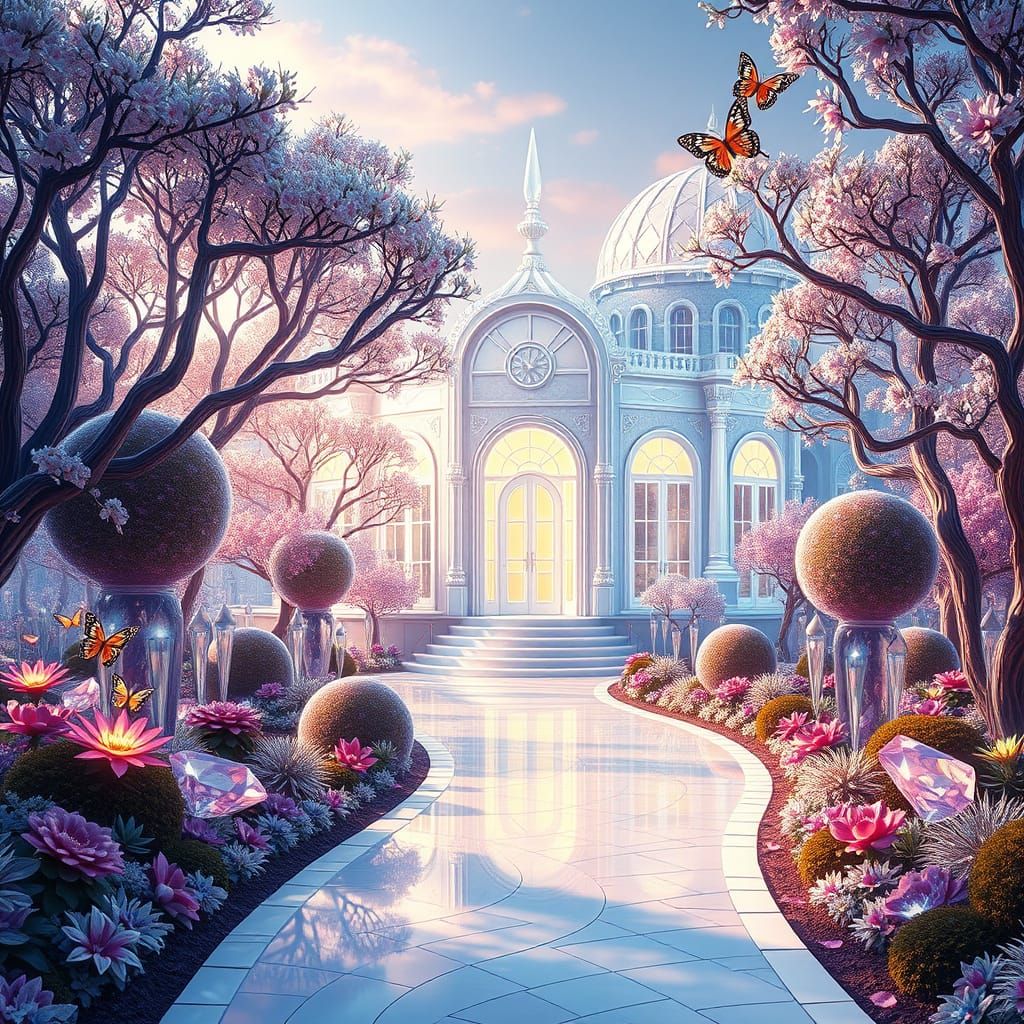 Diamond Botanical Garden with Crystalline Architecture