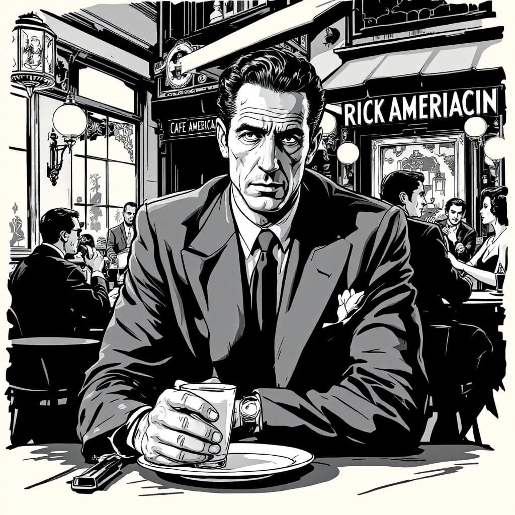 Humphrey Bogart as Rick Blaine in Comic Book Style