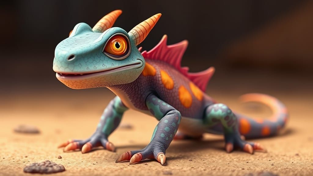 Vibrant Cartoon Thorny Devil Embodies Whimsical Australian S...