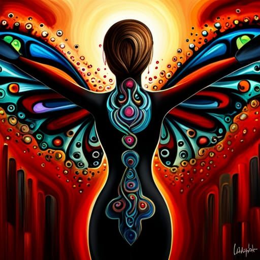 Ītzpāpālōtl Obsidian  butterfly goddess, beautiful fierce Az...