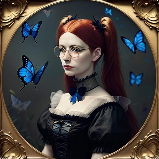 Girl with Butterfly Wings, Victorian Portrait in Sepia