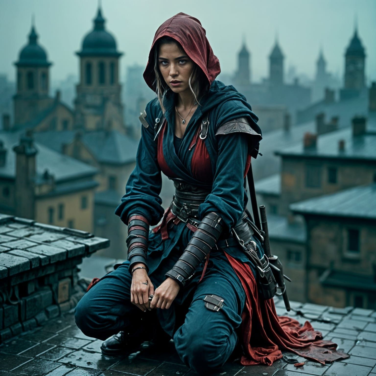 Digital Assassin Ready to Strike on Rooftop