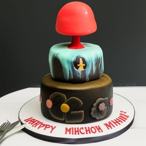 Nuclear Goth Cake Shaped Like Mushroom Cloud