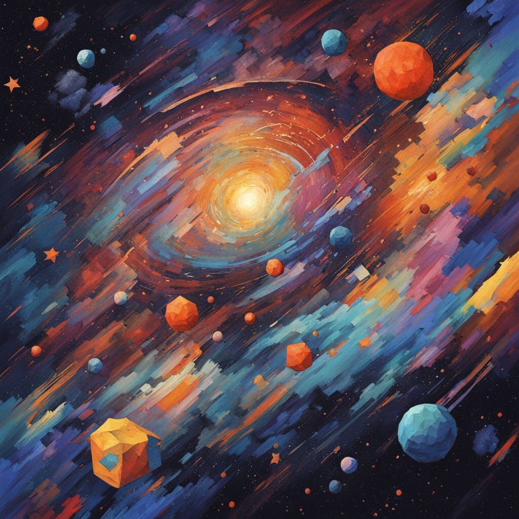 Luminous Milky Way Hub in Cubist Style