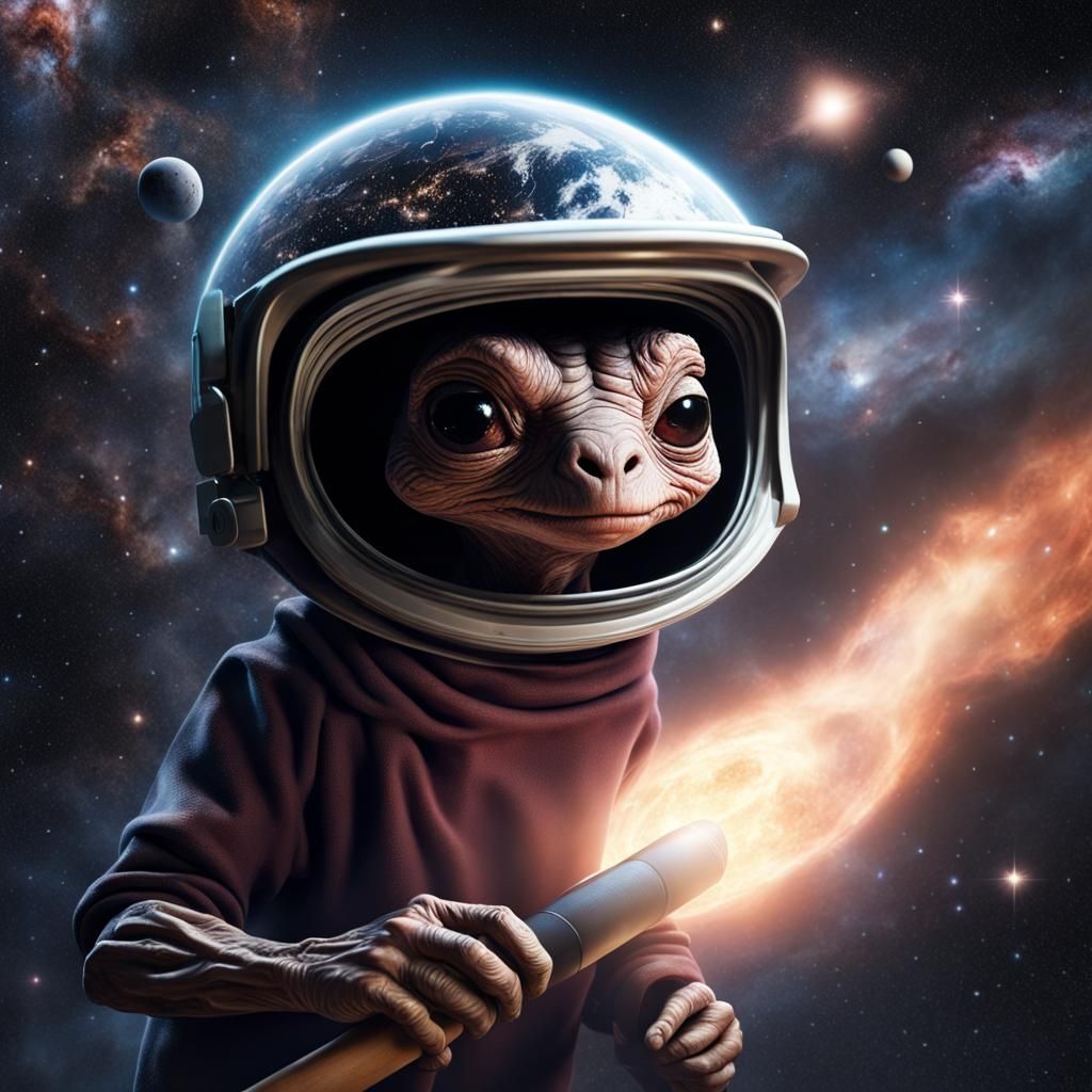 Alien Baseball Player Hits Star into Black Hole