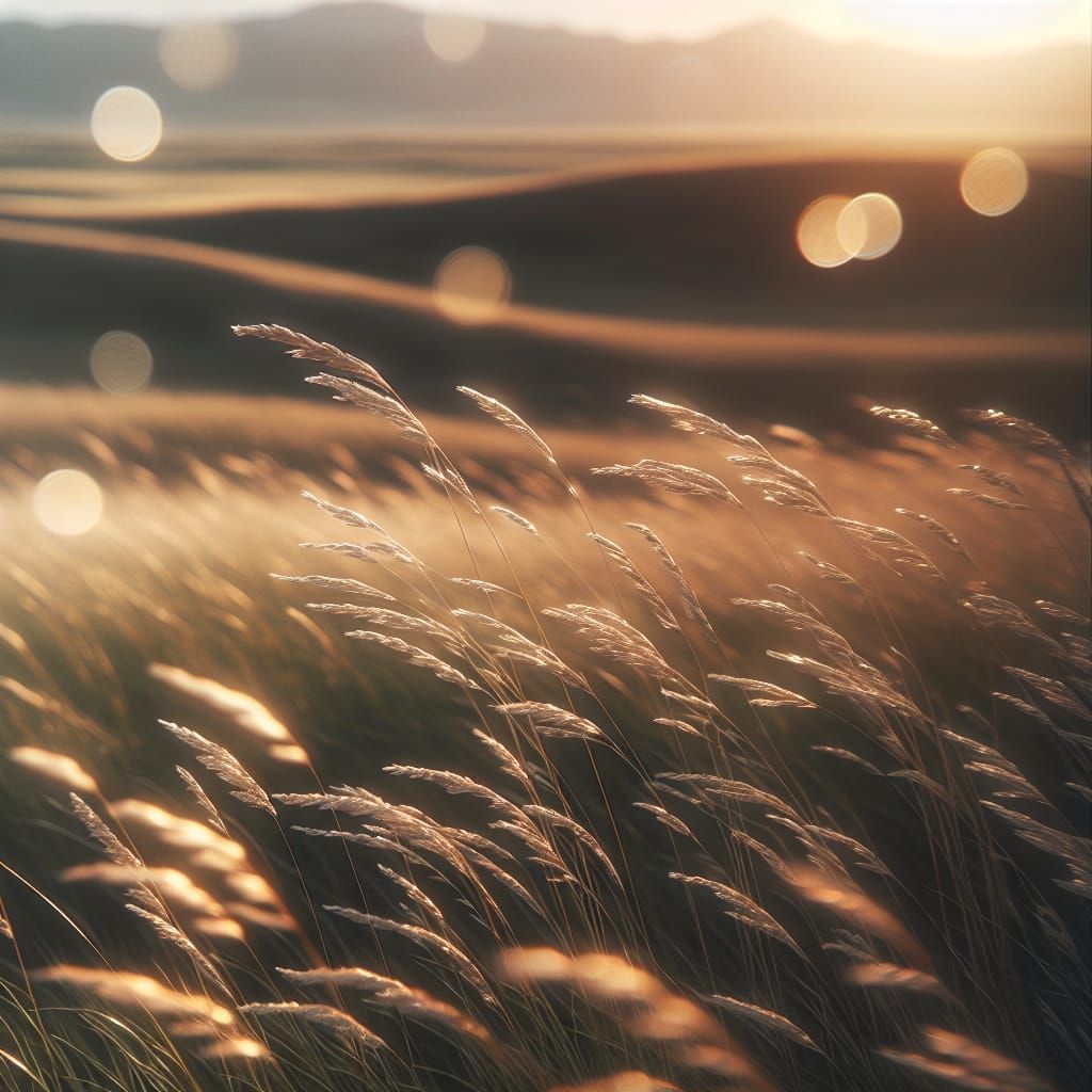 Prairie Grass Swaying in Gentle Wind: Photography