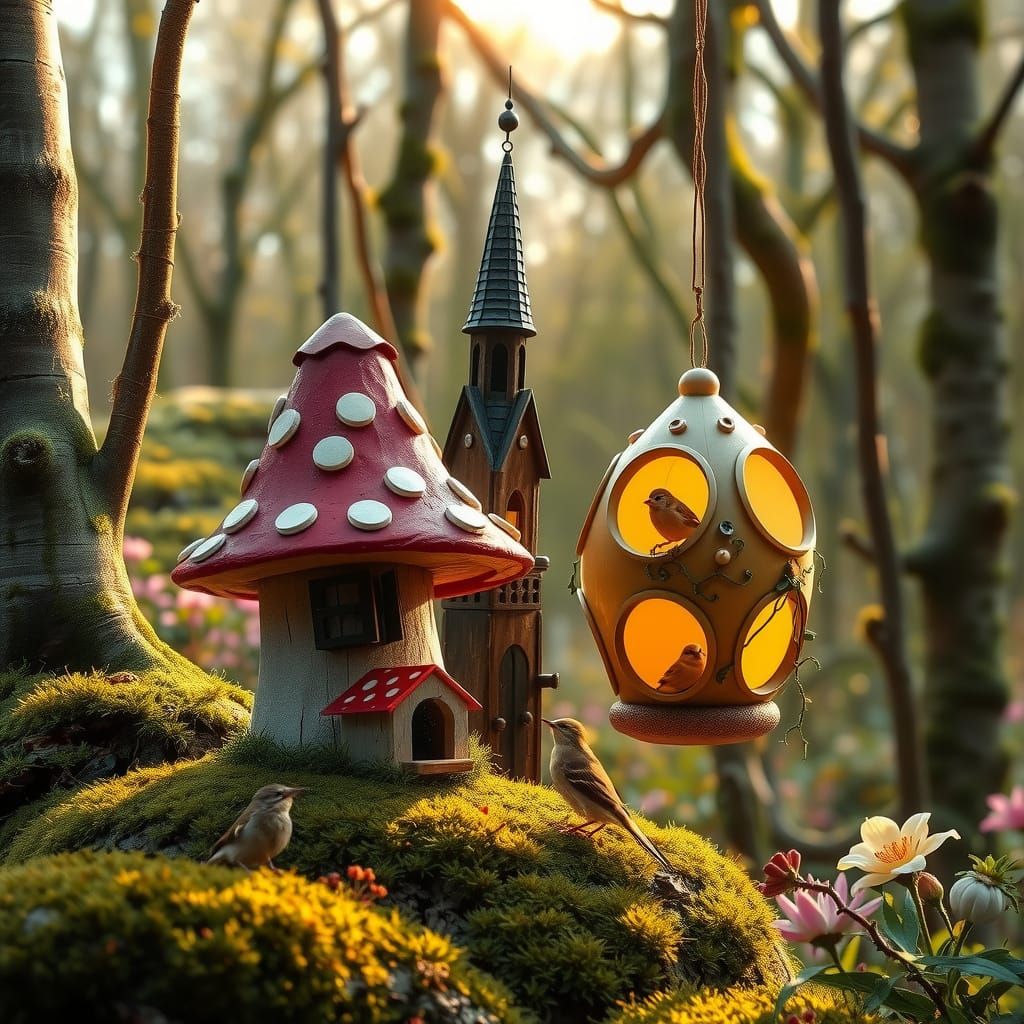 Whimsical Birdhouses in Spring Forest, National Geographic S...