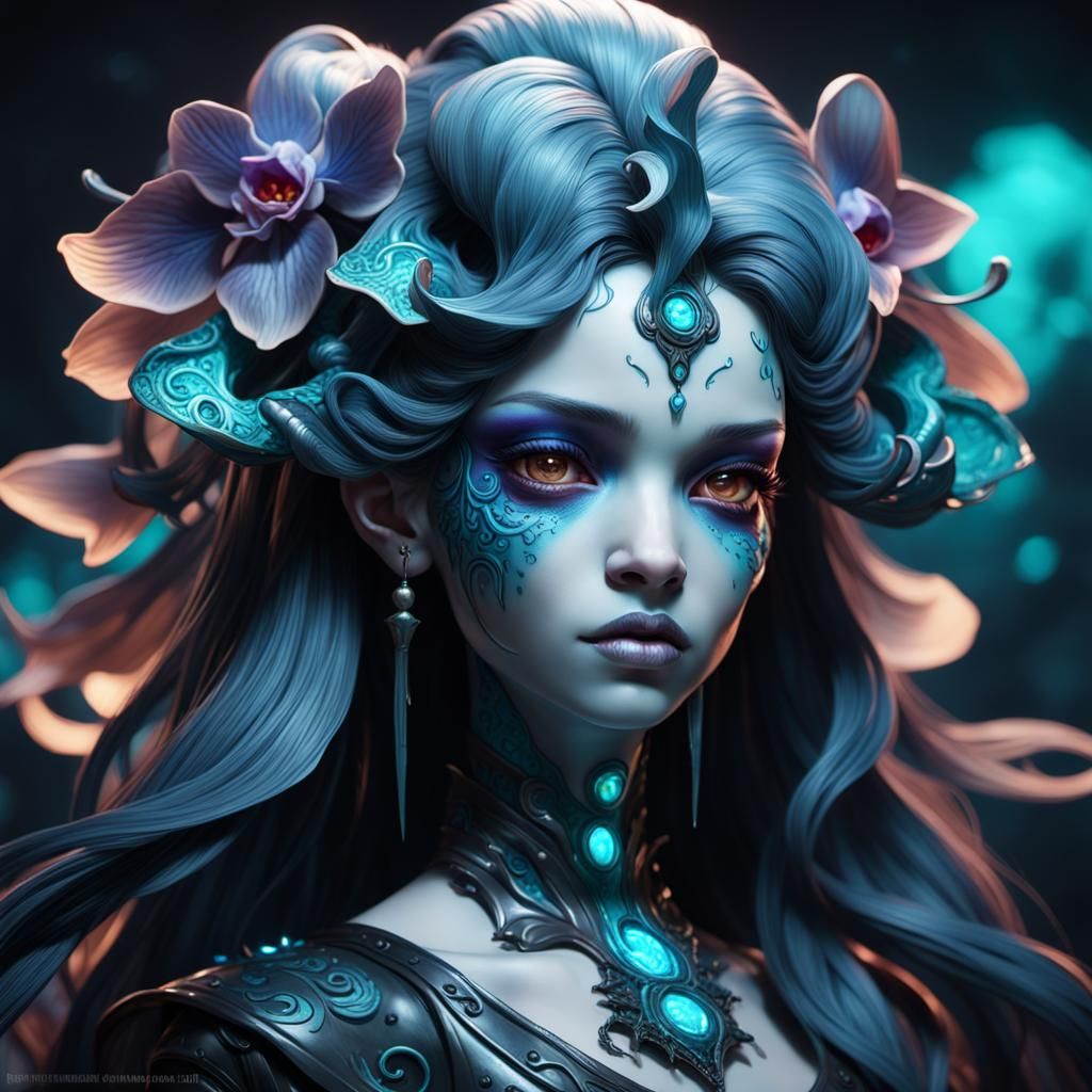 Bioluminescent Orchid Leviathan Doll Portrait