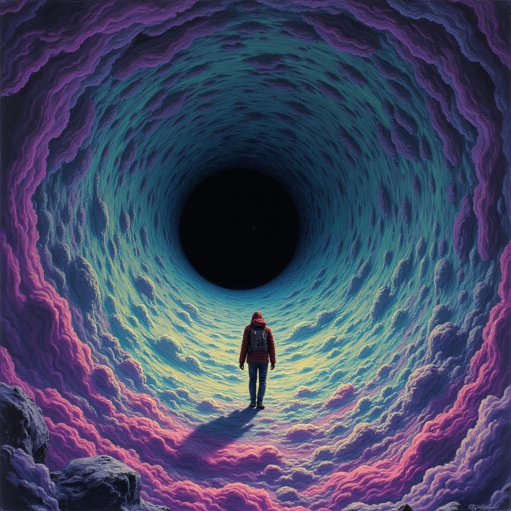 Cosmic Traveler in Psychedelic Blackhole, Sci-Fi Abstraction...