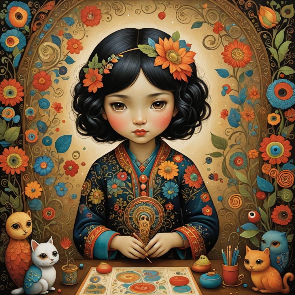 Whimsical Little Artist in Mixed Styles