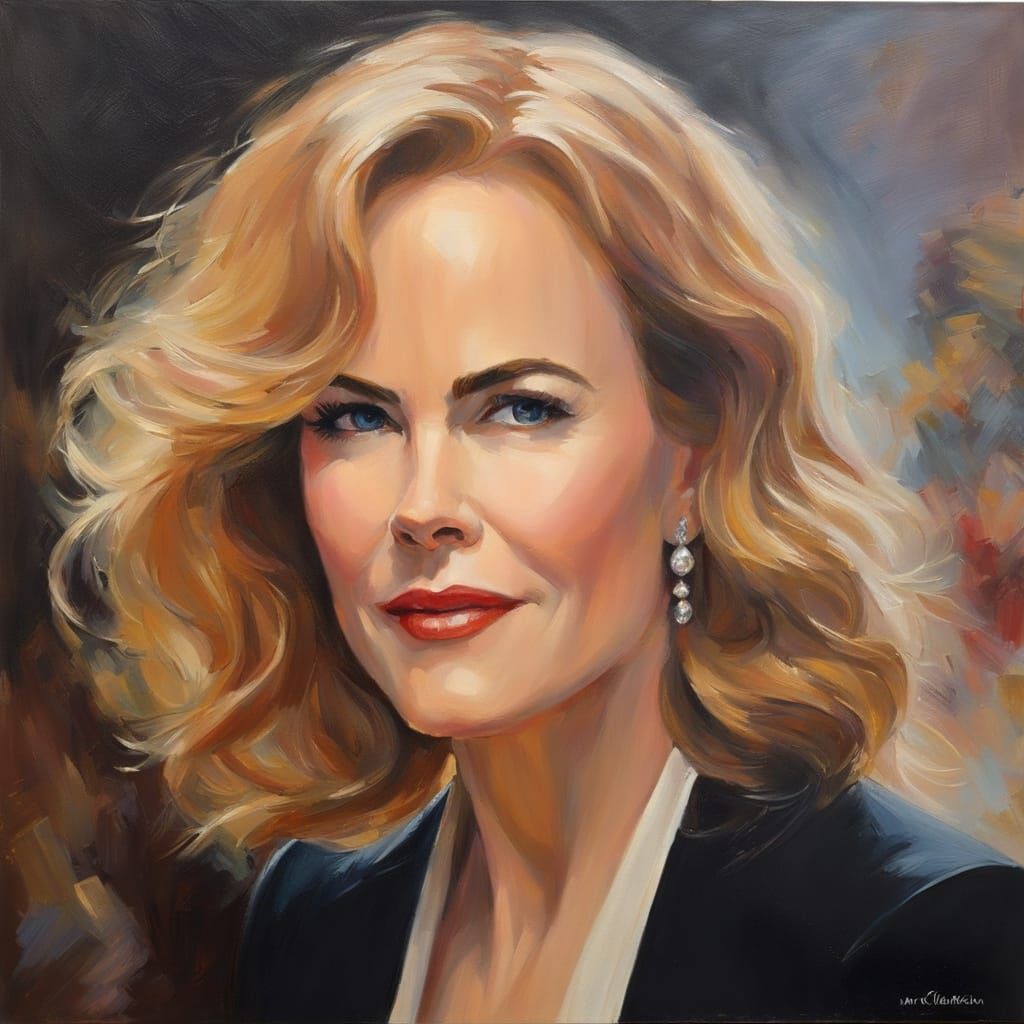 Impressionistic Oil Portrait of Nicole Kidman