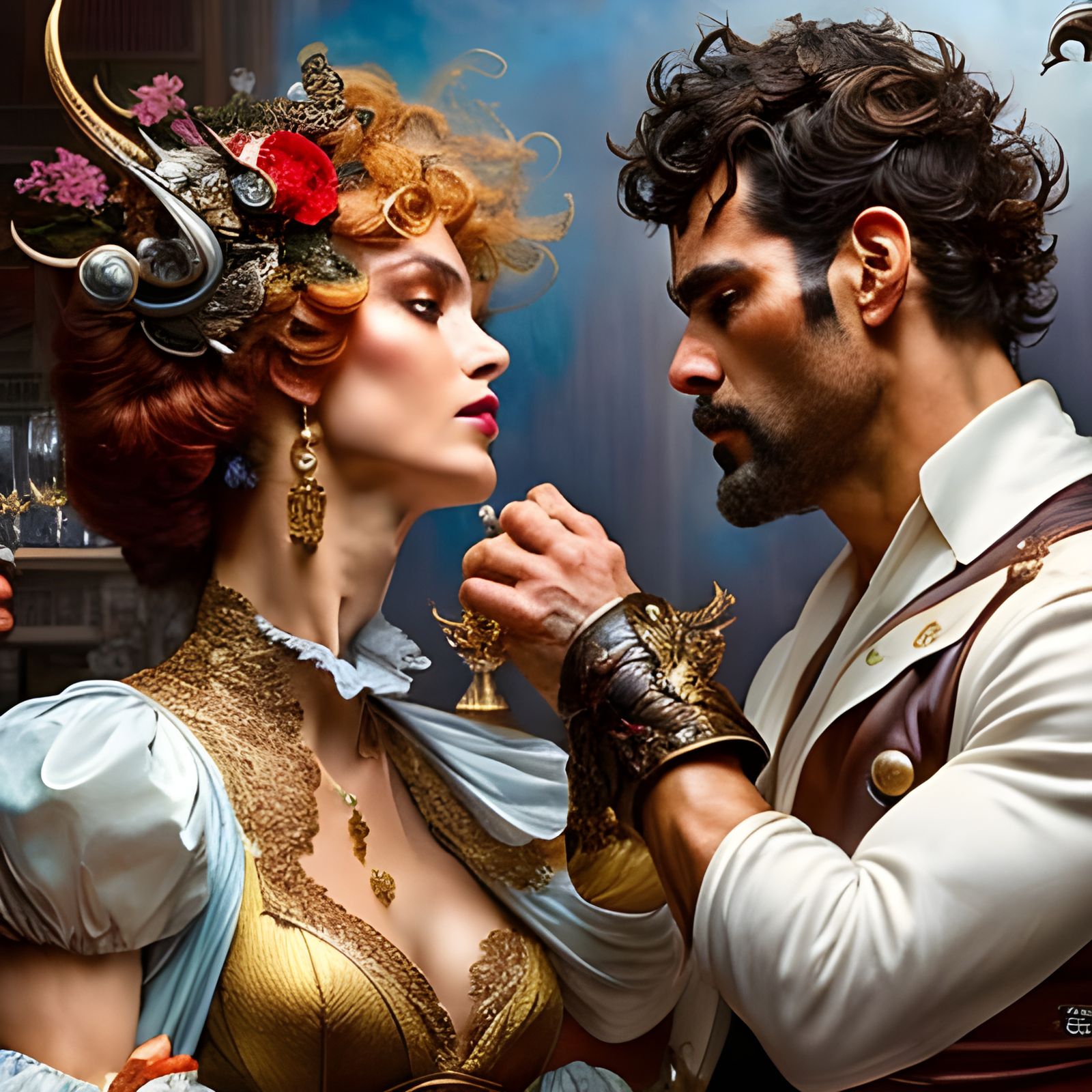 Rococo Cafe Brawl in Hyperdetailed 8K