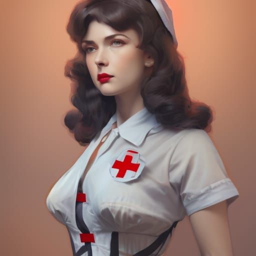 WW2 Nurse Portrait in Hyperdetailed Digital Art