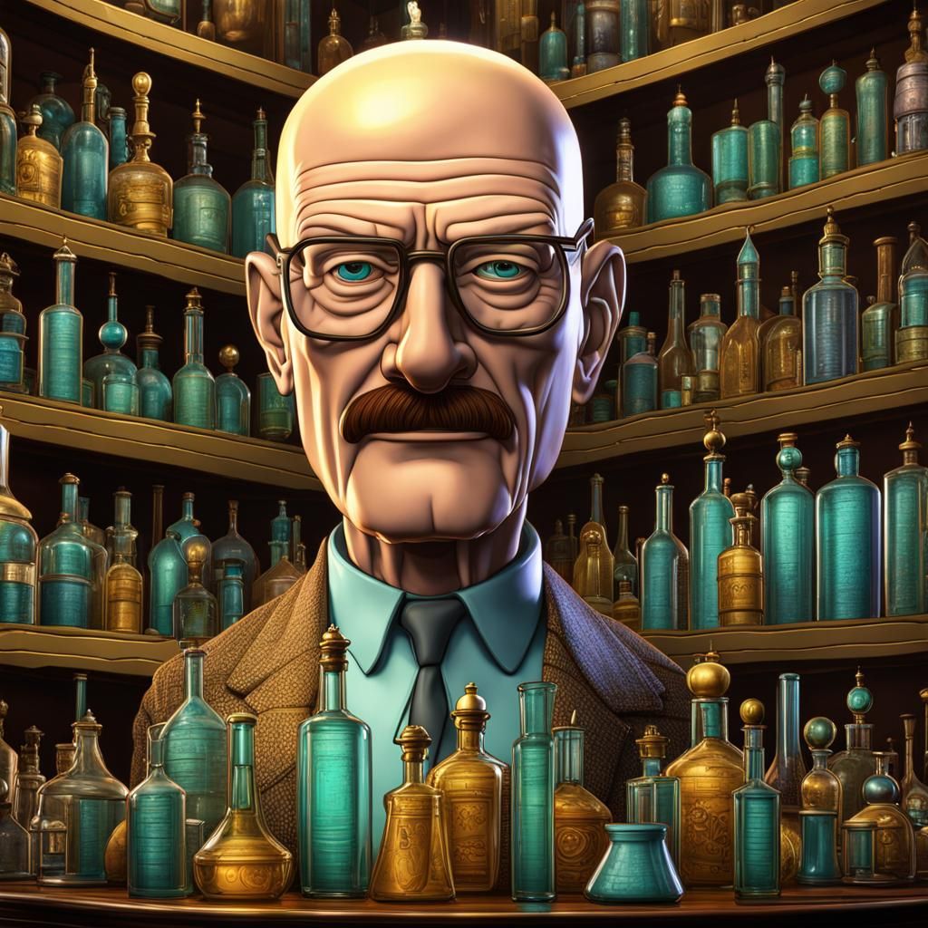 Walter White's Head: 1920s Cartoon Futurama Style