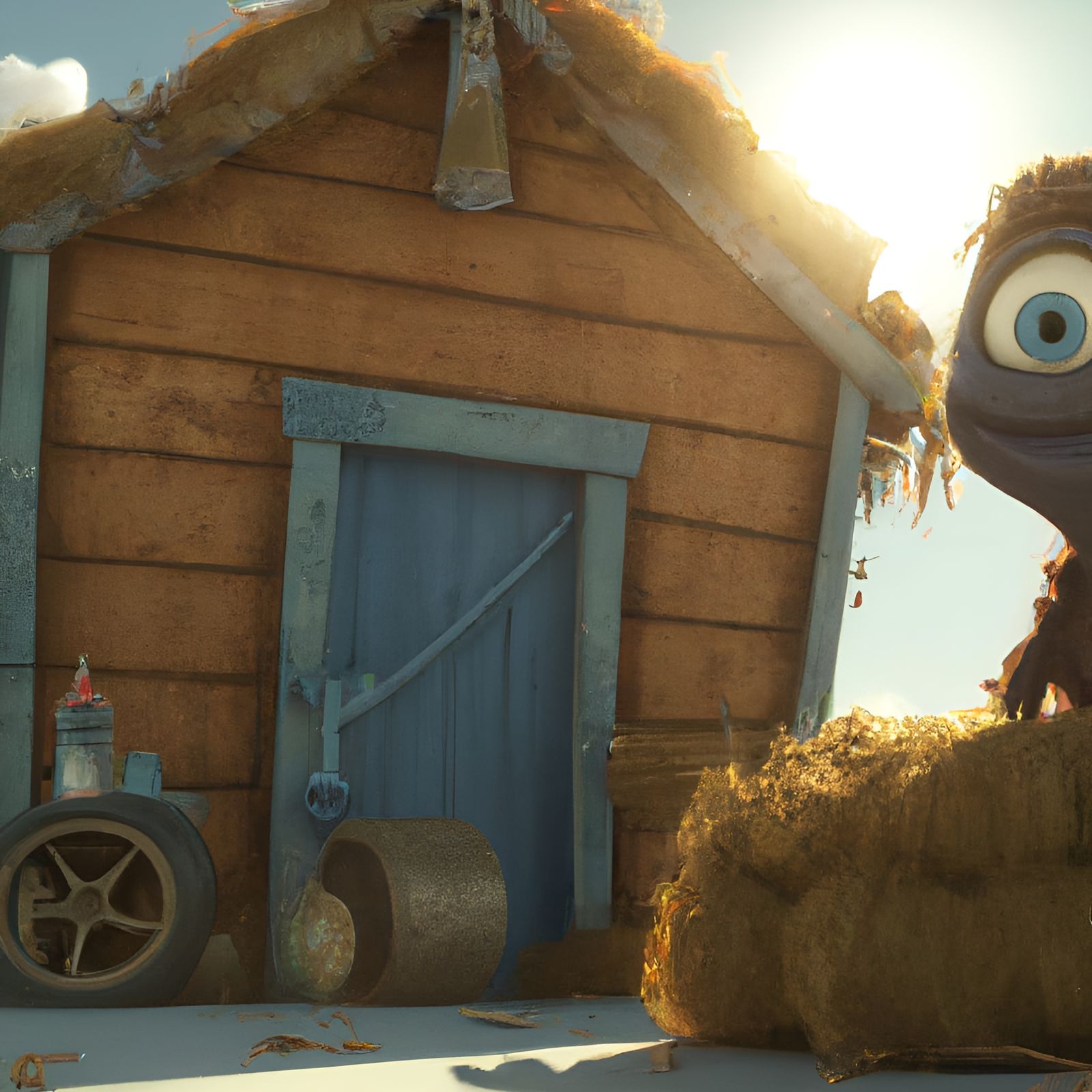 Yarn Barn on a Sunny Day, Animated Style