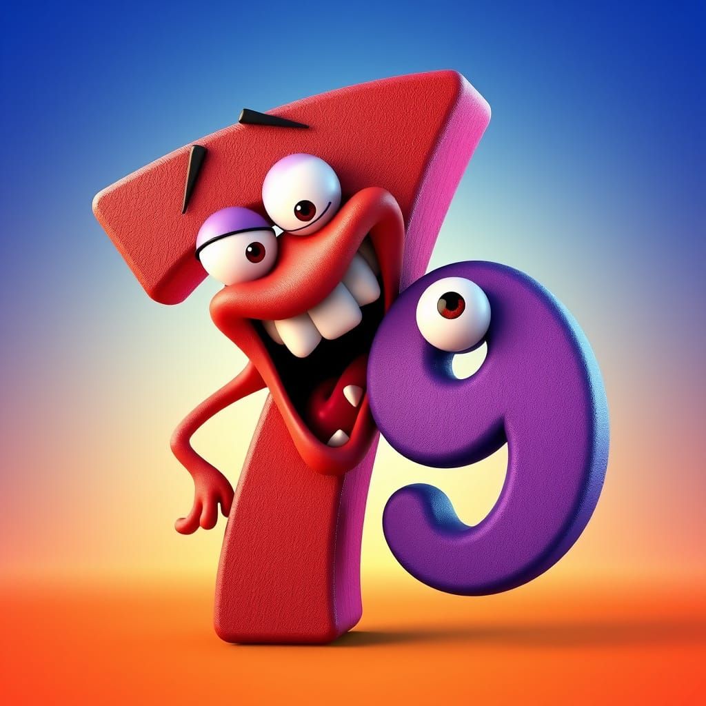 Mischief and Surprise in a Whimsical Cartoon Landscape