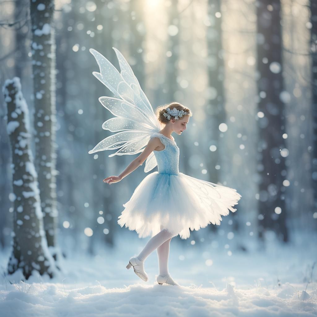 Winter Fairy in Flight: Ethereal Photography