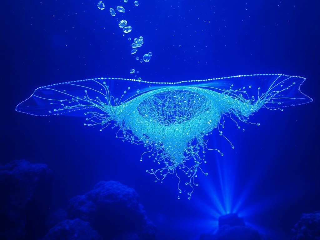 Underwater Miracle in Deep Sapphire Abyss