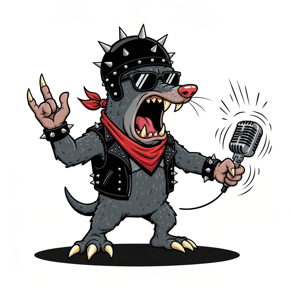 MetalMole: Fierce Heavy Metal Rockstar Mole Illustration