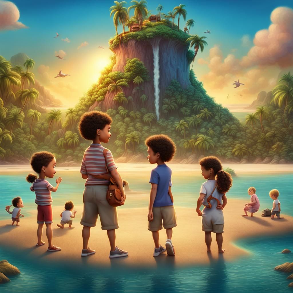 Island Film Poster with Bill Clinton in Pixar Style