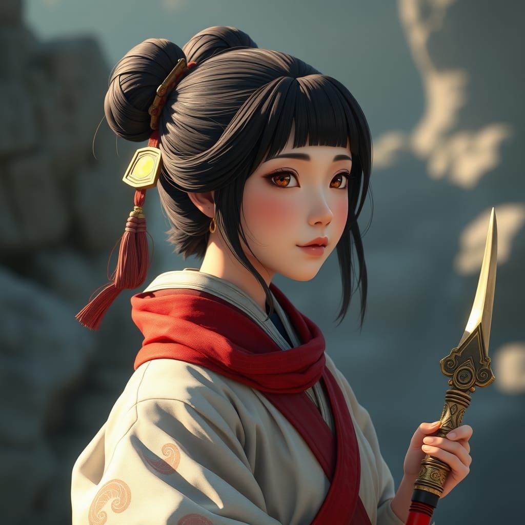 Anime Warrior Goddess in Ancient Chinese Attire
