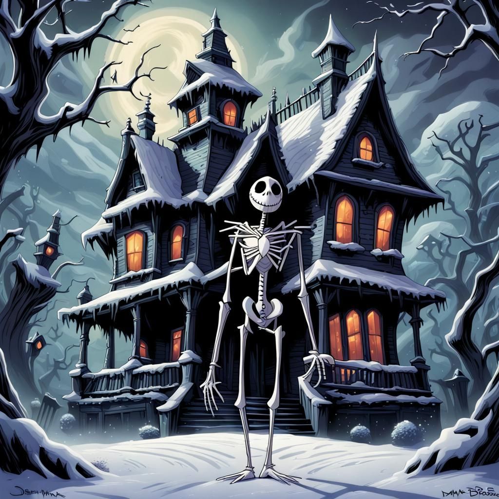 Jack Skellington and Haunted House in Comic Art