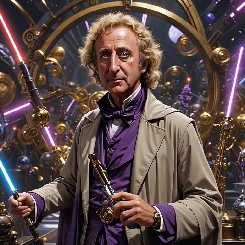 Willy Wonka as Jedi Master in Anime Art