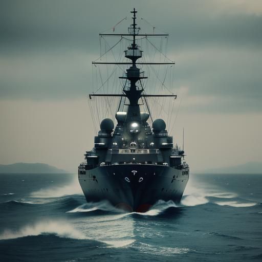 Epic Naval War Scene in Cinematic Style
