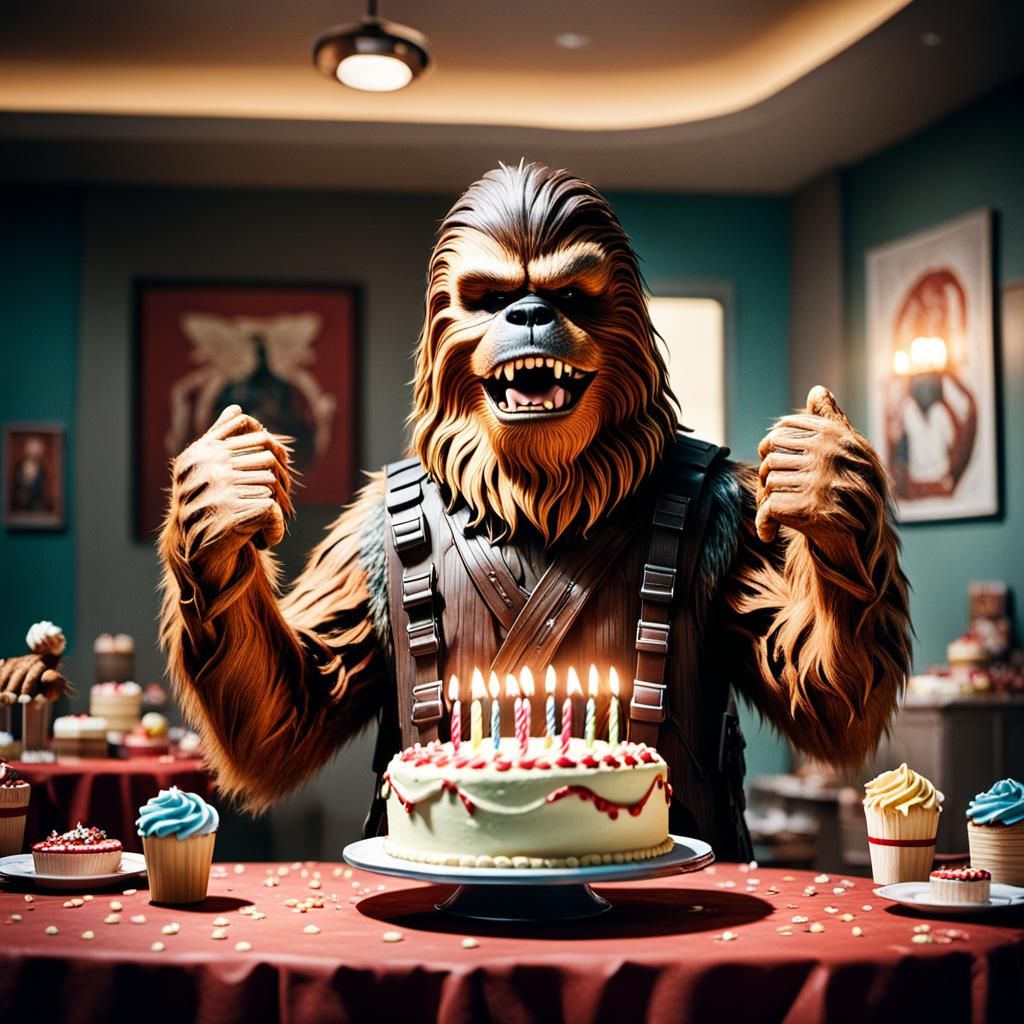 Chewbacca Celebrates His Birthday in a Film Still