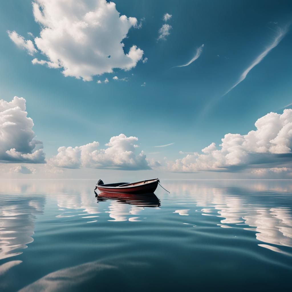 Small Boat Floating in the Sky