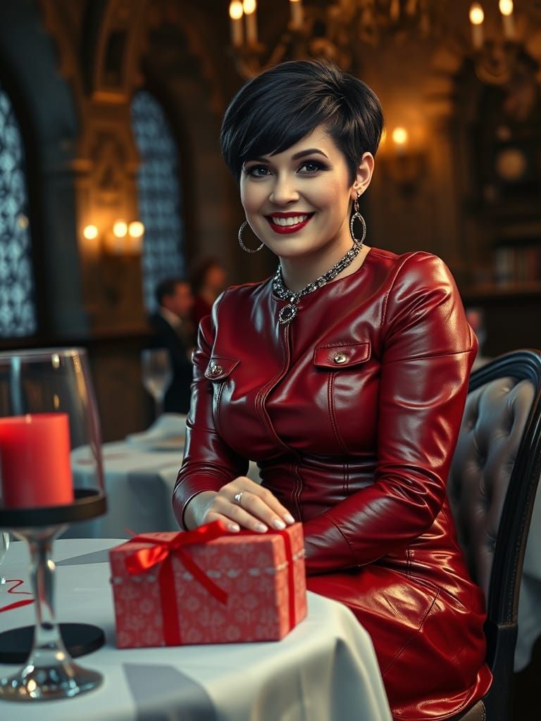 Gothic Goddess in Red Leather