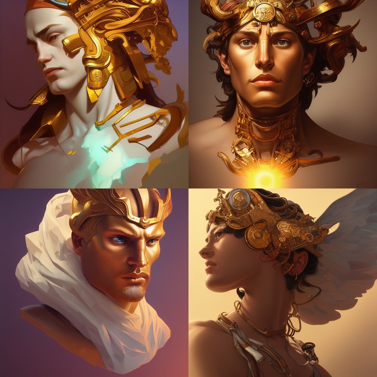 Hermes Portrait in Hyperdetailed Digital Art Style