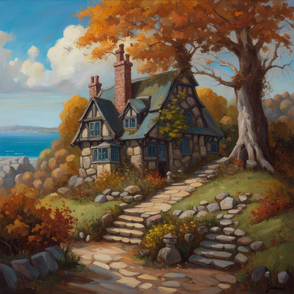 Gothic Cottagecore Tudor Cottage by the Sea