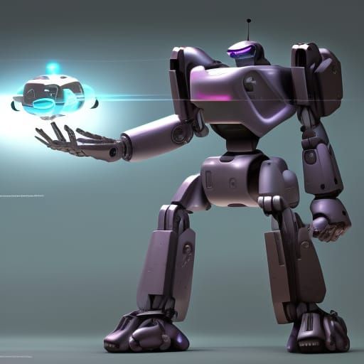 Invisible Mecha Robot with Drone and Laser Weapons