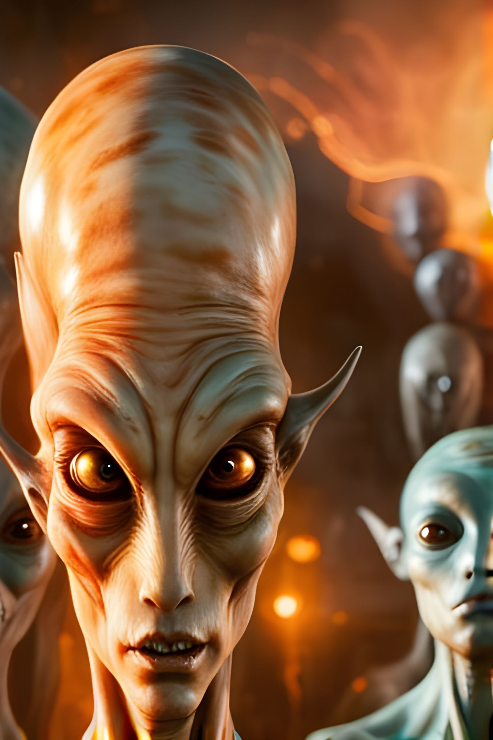 Alien Group Portrait in Photorealistic 3D Render