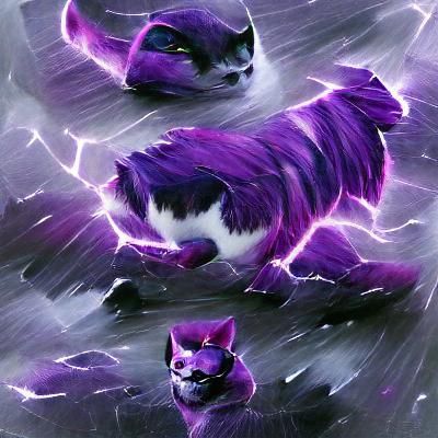 Dramatic Purple Storm Cat Silhouette