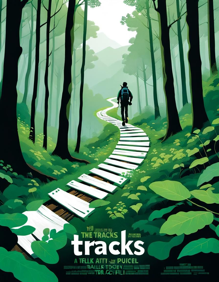 Film Poster: Hiker on Woodland Path with Title TRACKS