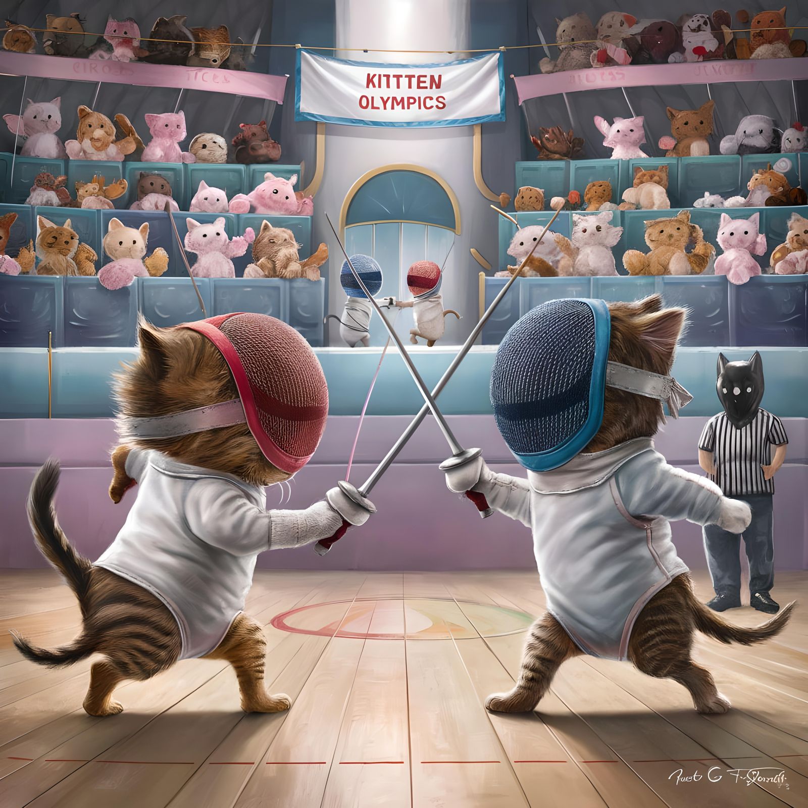 Kittens Fencing at the Kitten Olympics