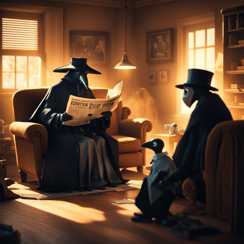 Plague Doctor Family in Golden Hour Light