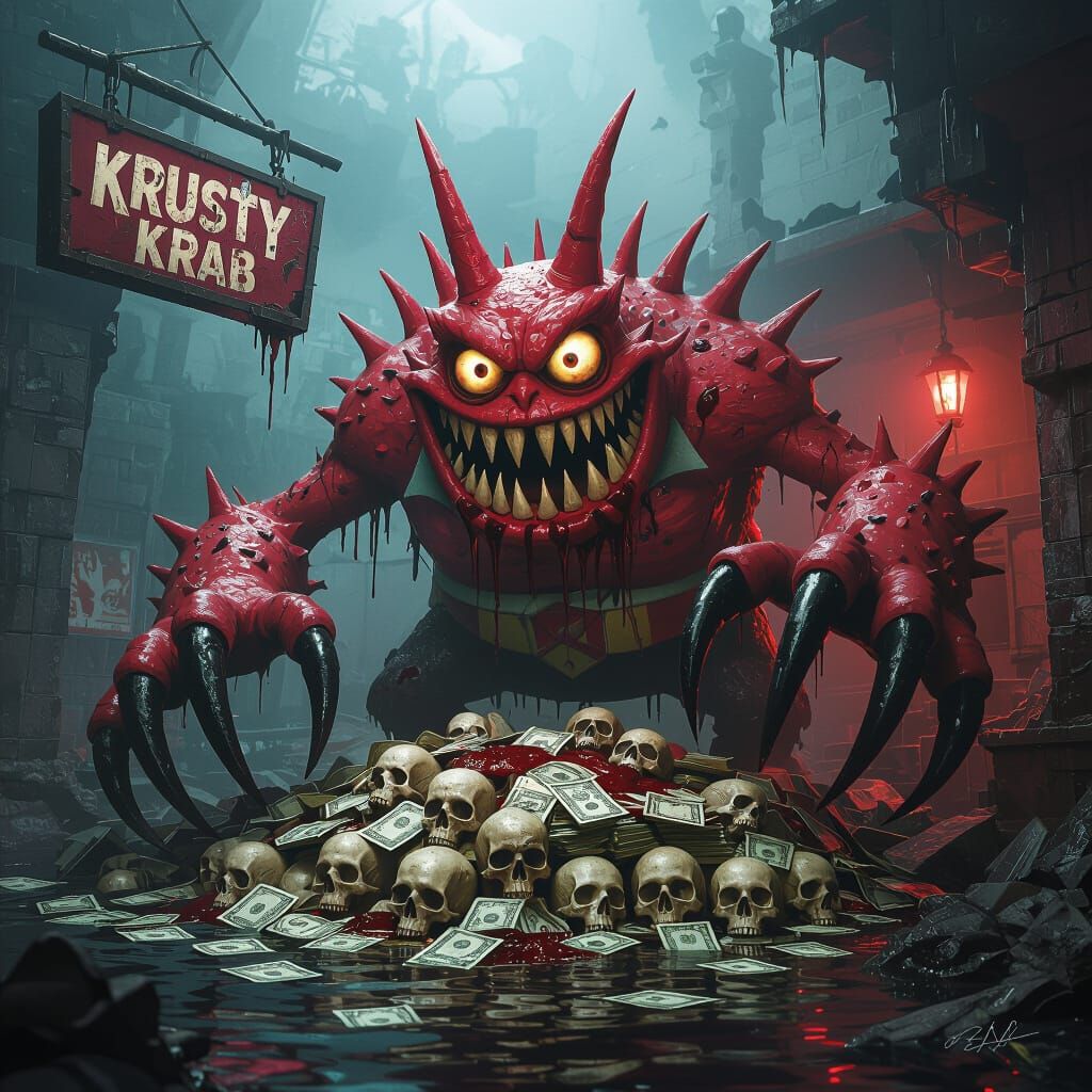 Monstrous Mr. Krabs with Bloodied Claws