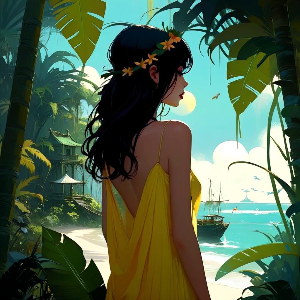 Tropical Island Fantasy in Burton-esque Style