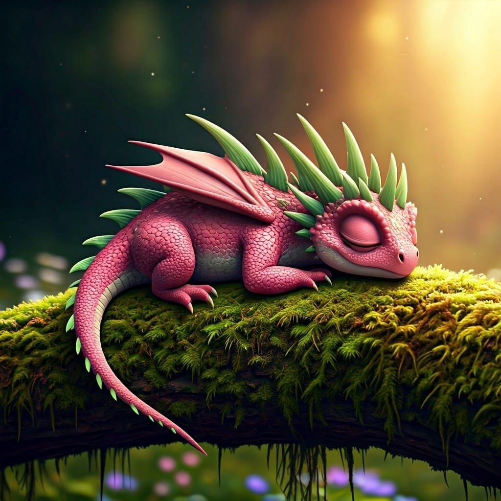 Sleeping Dragon: Adorable Disney Pixar Style Illustration
